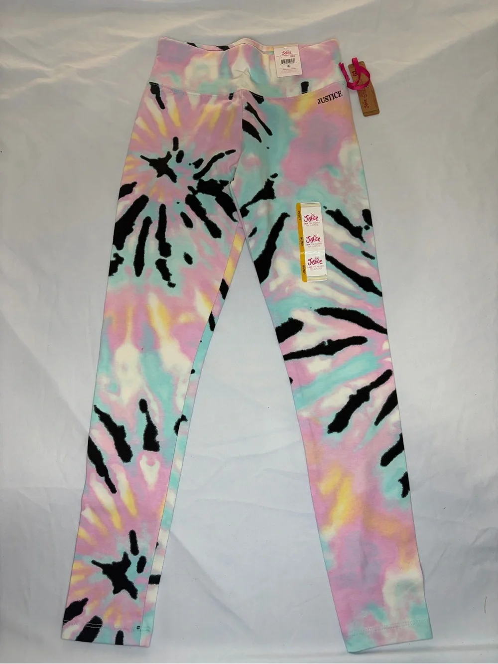 Lot of 3 Justice Girls' Tie-Dye, Gray & Black Leggings Size L 12/14 New